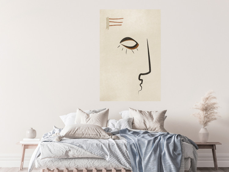 Wall Poster Portrait of Adela - face pattern on a beige background in an abstract motif 134344 additionalImage 2