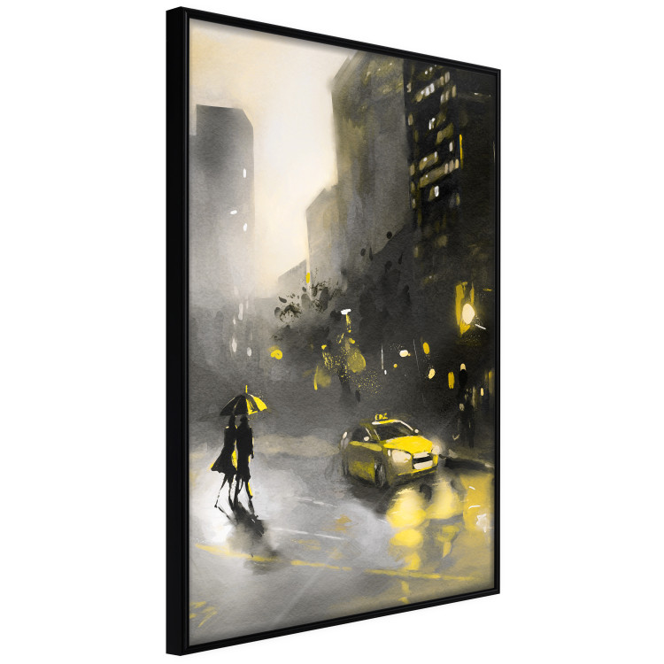 Wall Poster City Glow - yellow car and people against a gloomy architectural backdrop 136044 additionalImage 3