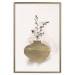Wall Poster Golden Vase - a simple composition with green foliage in a vase on a beige background 136544 additionalThumb 19