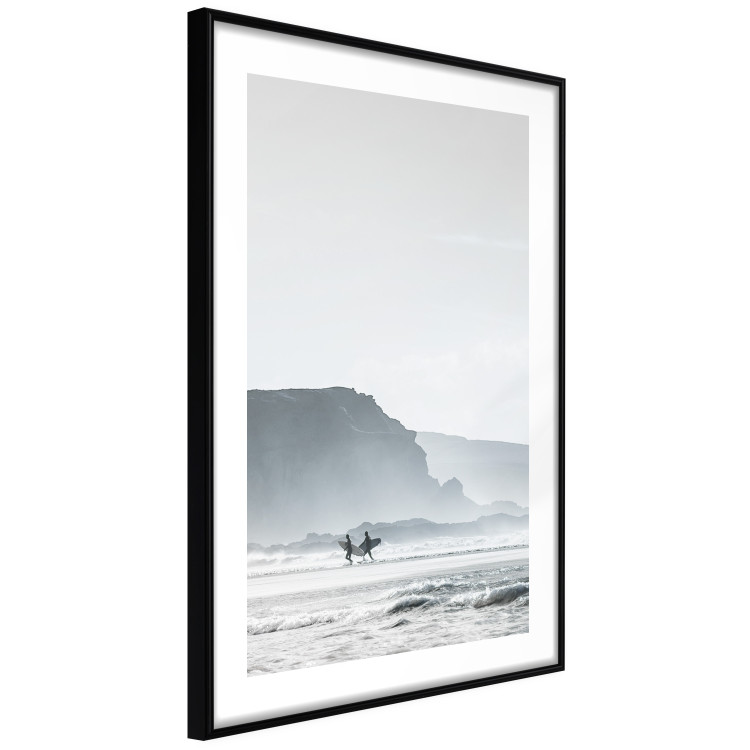 Poster Waiting for the Waves - seascape with large waves and surfers on boards 137844 additionalImage 5