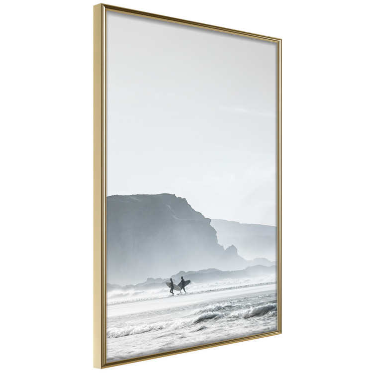 Poster Waiting for the Waves - seascape with large waves and surfers on boards 137844 additionalImage 10