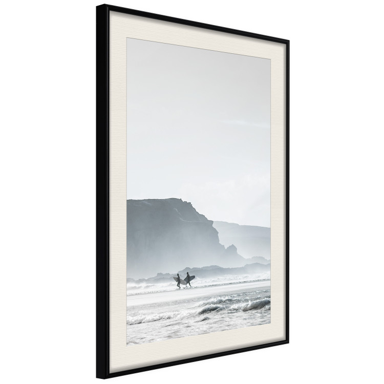 Poster Waiting for the Waves - seascape with large waves and surfers on boards 137844 additionalImage 8