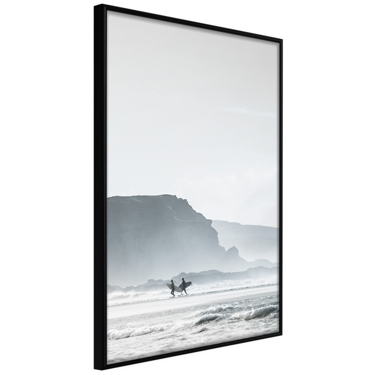 Poster Waiting for the Waves - seascape with large waves and surfers on boards 137844 additionalImage 4