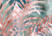 Photo Wallpaper Leafy jungle - painted plant motif in bloom on pink background 138244 additionalThumb 4