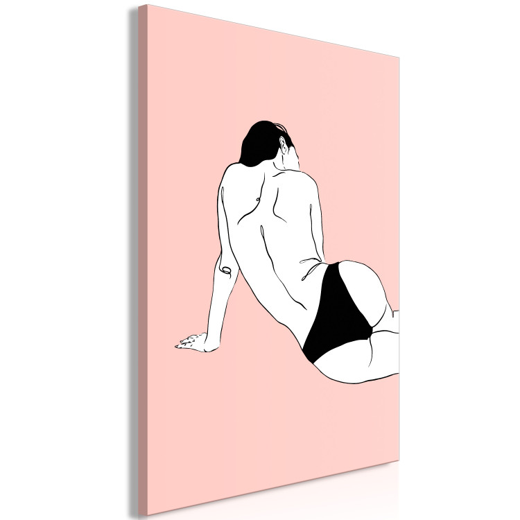 Canvas Print Female Body (1-piece) Vertical - inverted figure on pink background 138844 additionalImage 2