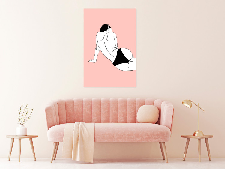 Canvas Print Female Body (1-piece) Vertical - inverted figure on pink background 138844 additionalImage 3