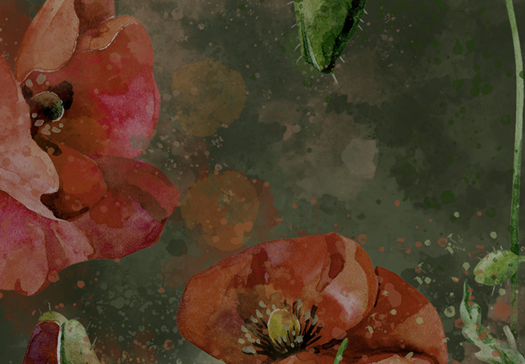 Canvas Painted Poppies - Red Flowers in a Dark Green Meadow 146444 additionalImage 5