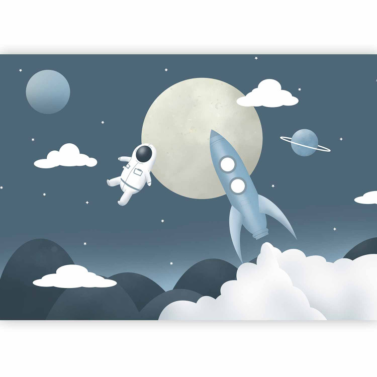 Wall Mural Astronaut in Space - Rocket and Planets in the Blue Sky 148444 additionalImage 1