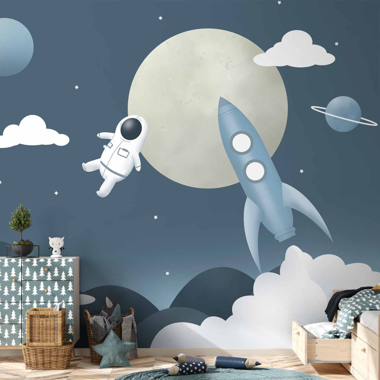 Wall Mural Astronaut in Space - Rocket and Planets in the Blue Sky 148444 additionalImage 4