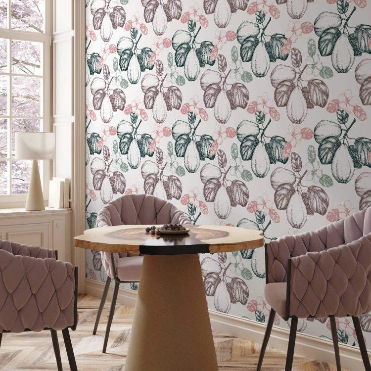 Modern Wallpaper Quince Pattern - Fruits and Leaves on Twigs in Subdued Colors 150044 additionalImage 9