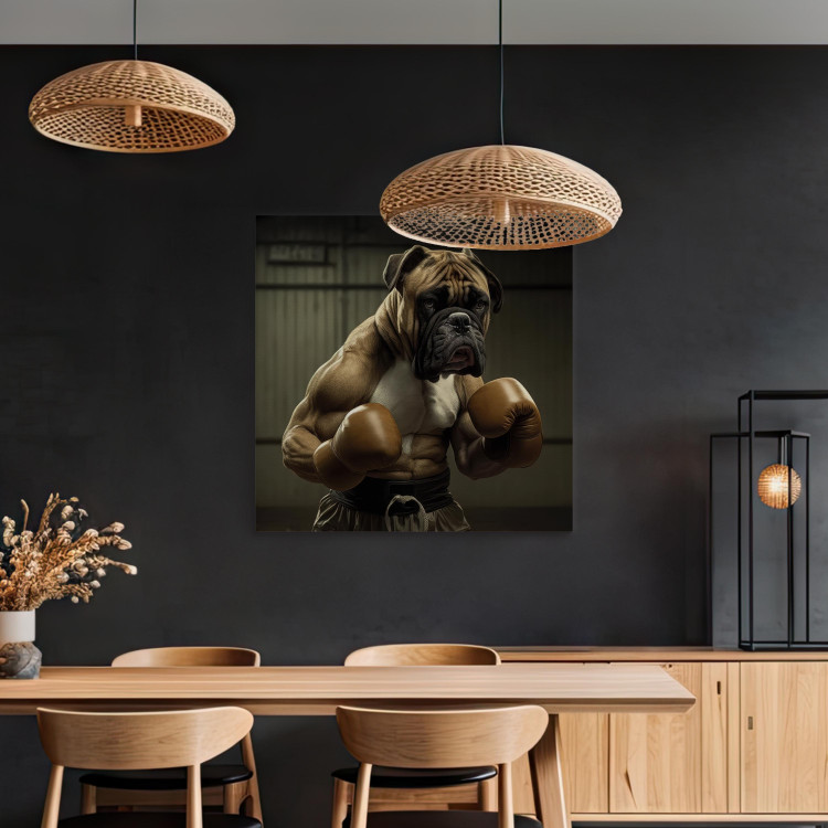 Canvas Print AI Boxer Dog - Fantasy Portrait of a Strong Animal in the Ring - Square 150144 additionalImage 3