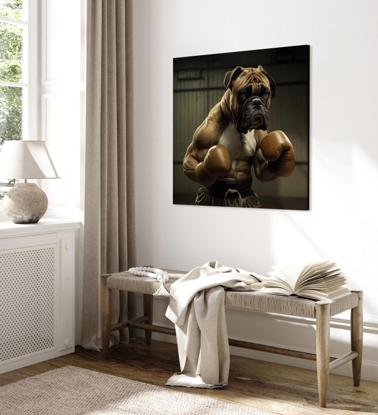 Canvas Print AI Boxer Dog - Fantasy Portrait of a Strong Animal in the Ring - Square 150144 additionalImage 4