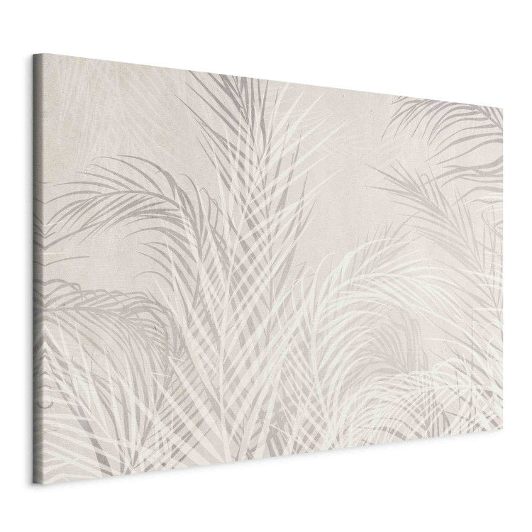 Canvas Art Print Palm Trees in the Wind - Gray Twigs With Leaves on a Light Beige Background 151244 additionalImage 2