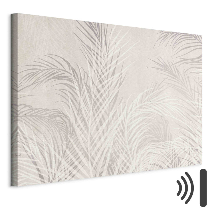 Canvas Art Print Palm Trees in the Wind - Gray Twigs With Leaves on a Light Beige Background 151244 additionalImage 8