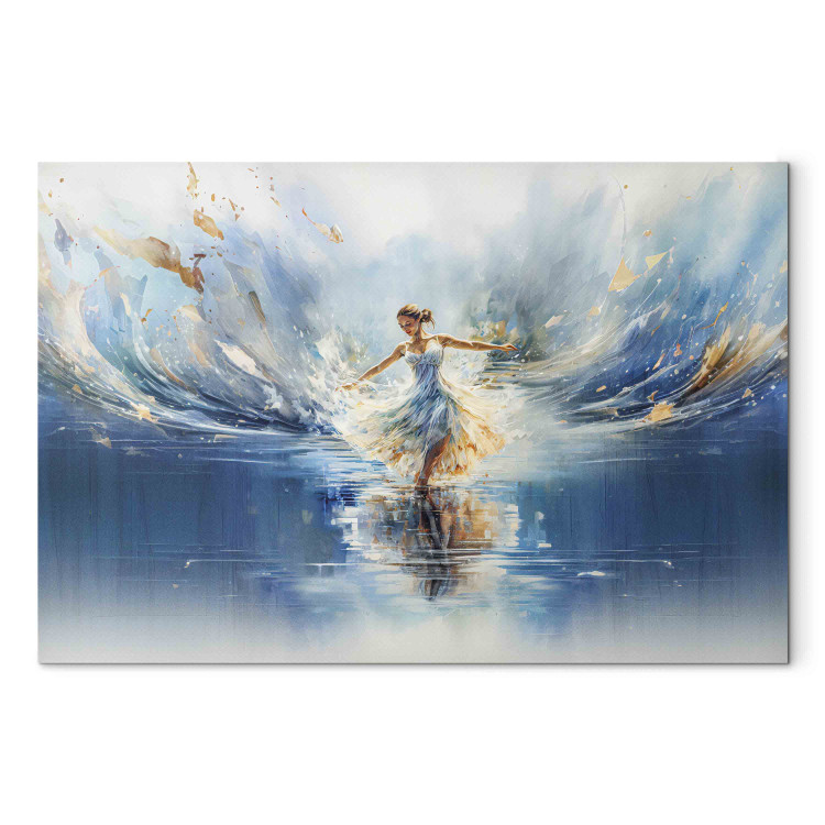 Canvas Art Print The Beauty of Dance - A Ballerina Dancing on the Surface of a Blue Lake 151544 additionalImage 7