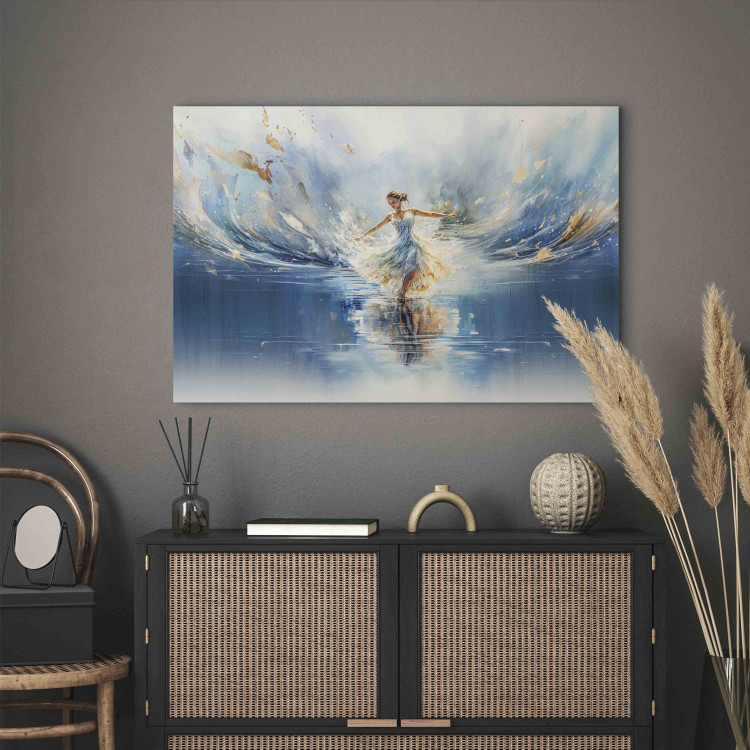 Canvas Art Print The Beauty of Dance - A Ballerina Dancing on the Surface of a Blue Lake 151544 additionalImage 3