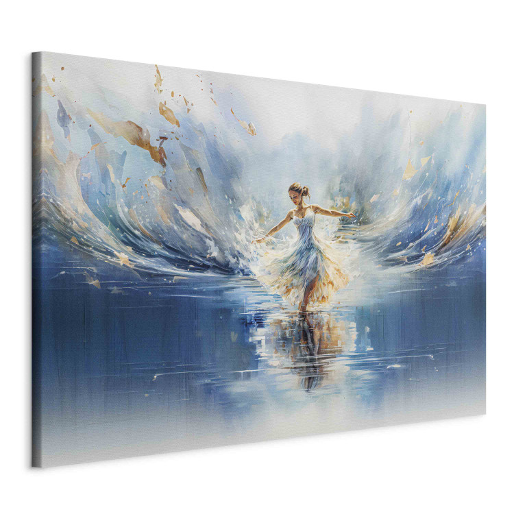 Canvas Art Print The Beauty of Dance - A Ballerina Dancing on the Surface of a Blue Lake 151544 additionalImage 2