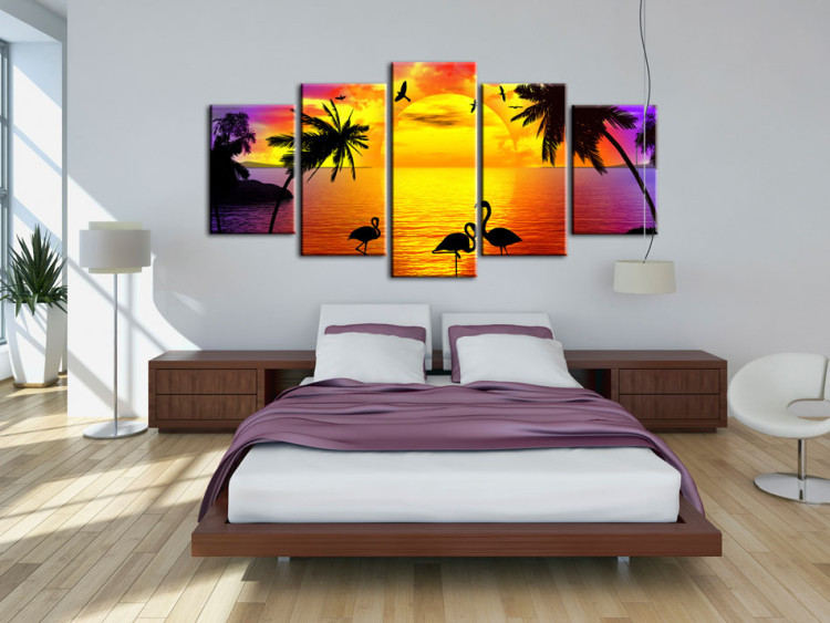 Canvas Art Print Sunset and Flamingos 58544 additionalImage 3