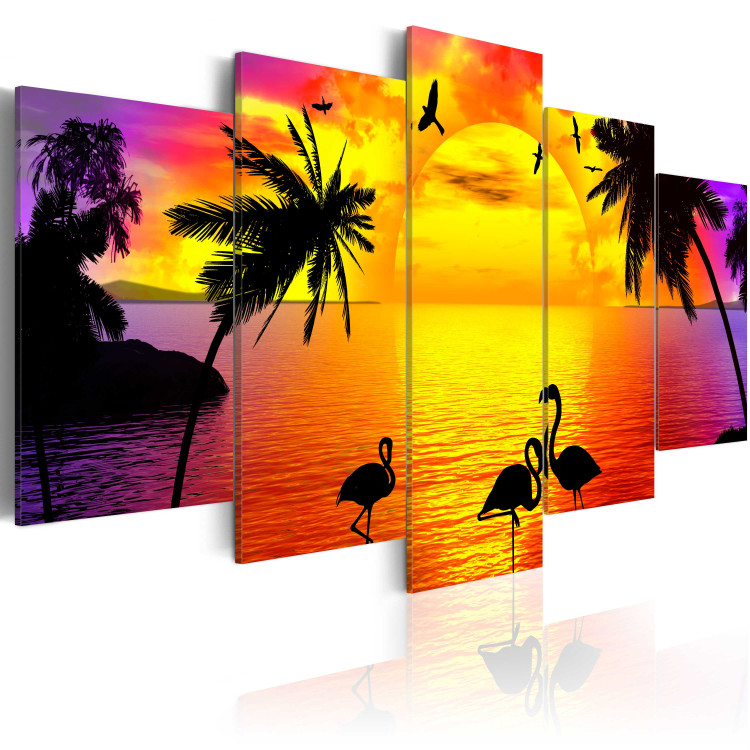 Canvas Art Print Sunset and Flamingos 58544 additionalImage 2