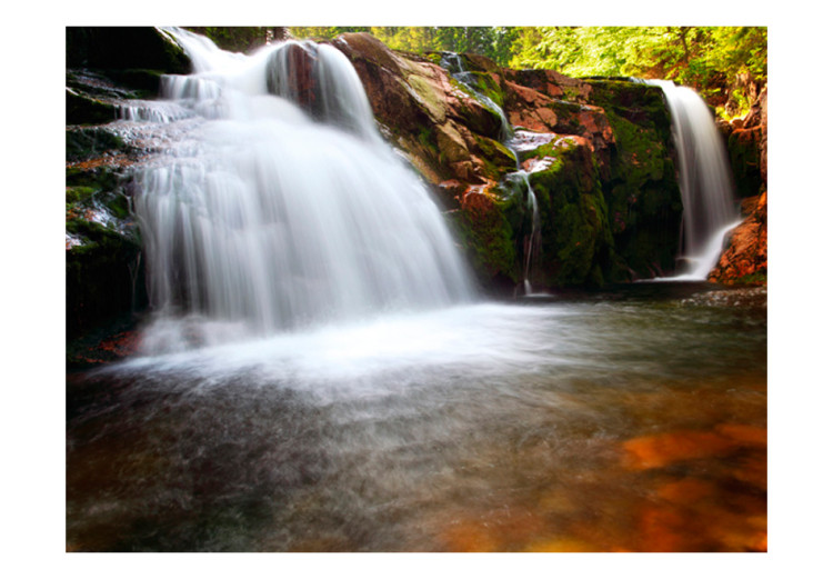 Photo Wallpaper Peace of Nature - Waterfalls on Brown Rocks Flowing into the River 60044 additionalImage 1