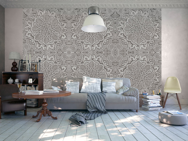 Wall Mural Oriental Ornament - Background with Mosaic in Gray Oriental Style 60144