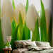 Photo Wallpaper White Tulips - Natural Floral Motif with Energetic Green 60344 additionalThumb 2