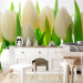 Photo Wallpaper White Tulips - Natural Floral Motif with Energetic Green 60344 additionalThumb 6