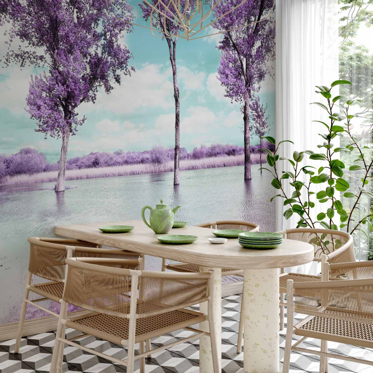 Wall Mural Heather Landscape - Trees by the Water in Provencal Style in Violet 60444 additionalImage 4