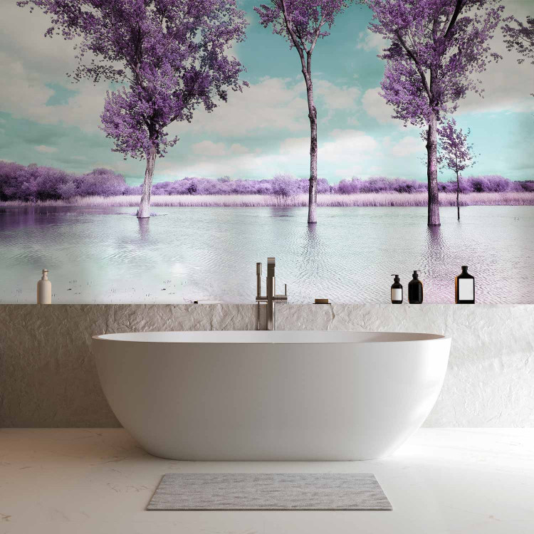 Wall Mural Heather Landscape - Trees by the Water in Provencal Style in Violet 60444 additionalImage 8