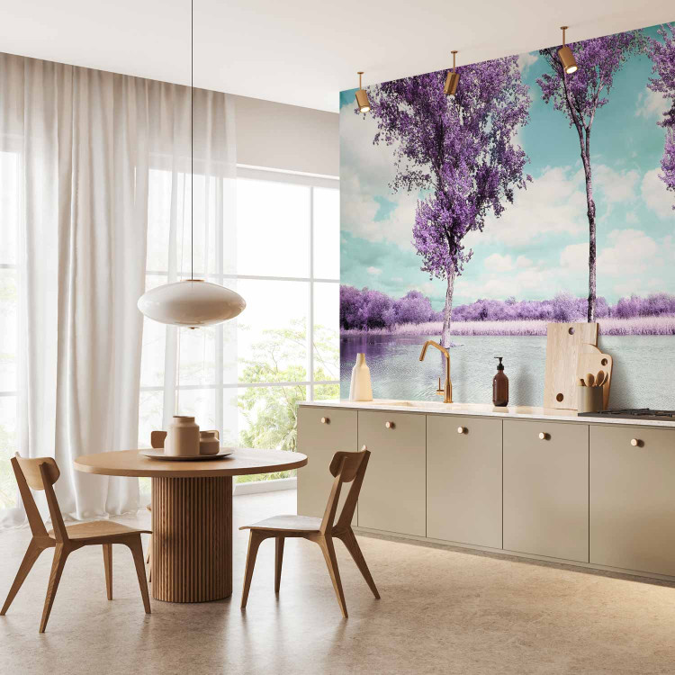 Wall Mural Heather Landscape - Trees by the Water in Provencal Style in Violet 60444 additionalImage 7