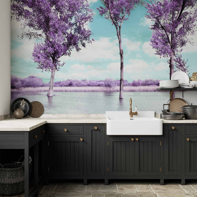 Wall Mural Heather Landscape - Trees by the Water in Provencal Style in Violet 60444 additionalImage 6