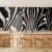 Wall Mural African Nature - Monolithic zebra in black and white stripes on a black background 61344 additionalThumb 6