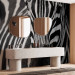 Wall Mural African Nature - Monolithic zebra in black and white stripes on a black background 61344 additionalThumb 8