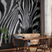 Wall Mural African Nature - Monolithic zebra in black and white stripes on a black background 61344 additionalThumb 4