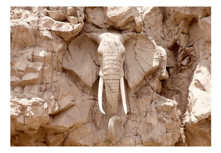 Wall Mural African Elephant Sculpture - Animal Motif of Sculpture in Light Stone 64844 additionalImage 1