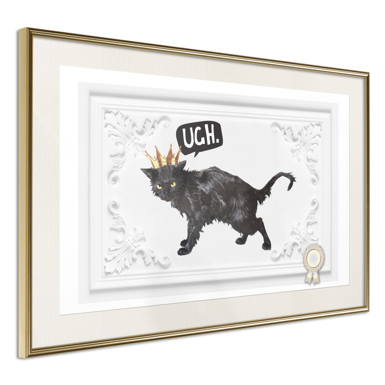 Poster Cat in the crown - black animal on a white background adorned with ornaments 114354 additionalImage 2