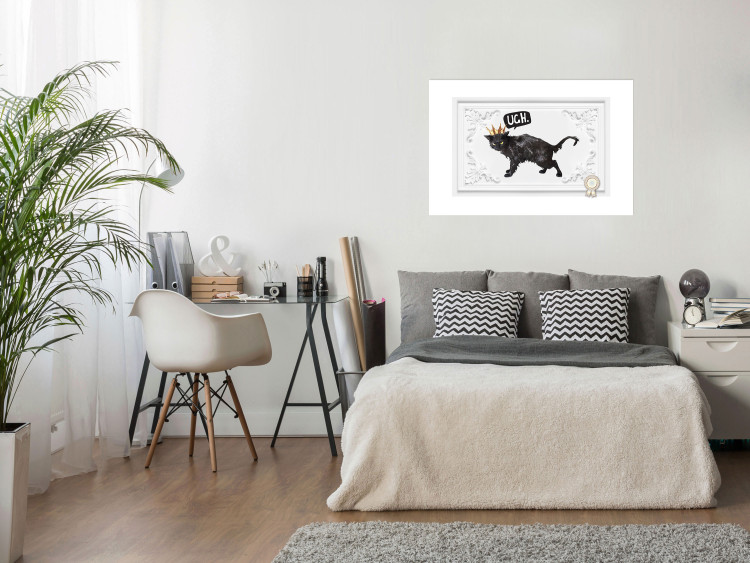 Poster Cat in the crown - black animal on a white background adorned with ornaments 114354 additionalImage 4