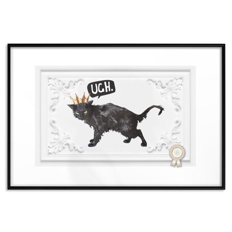 Poster Cat in the crown - black animal on a white background adorned with ornaments 114354 additionalImage 15