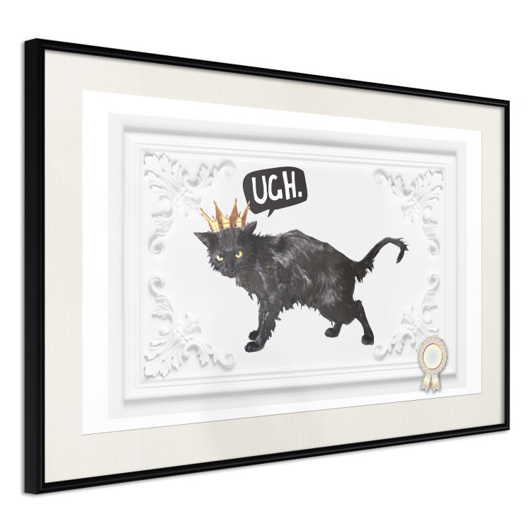 Poster Cat in the crown - black animal on a white background adorned with ornaments 114354 additionalImage 3