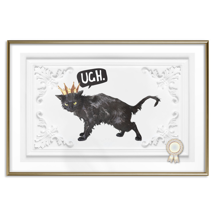 Poster Cat in the crown - black animal on a white background adorned with ornaments 114354 additionalImage 20