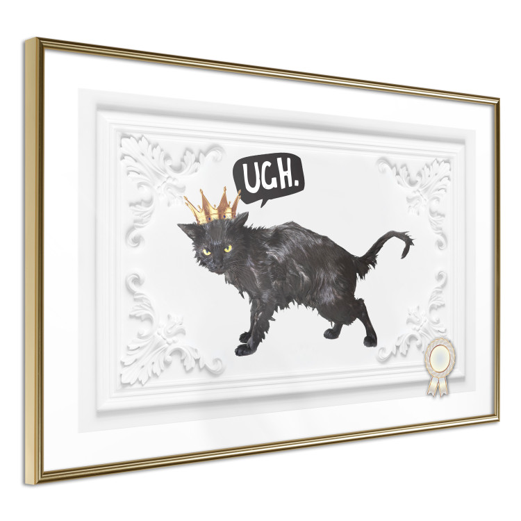 Poster Cat in the crown - black animal on a white background adorned with ornaments 114354 additionalImage 12