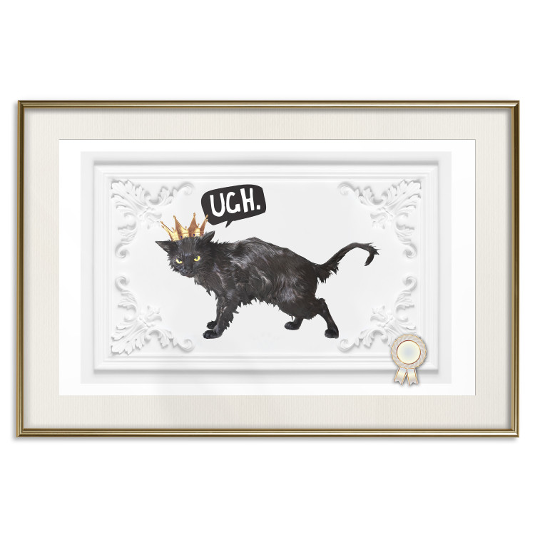 Poster Cat in the crown - black animal on a white background adorned with ornaments 114354 additionalImage 19