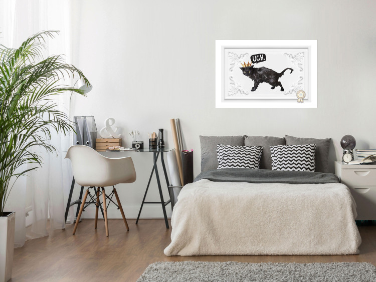 Poster Cat in the crown - black animal on a white background adorned with ornaments 114354 additionalImage 23