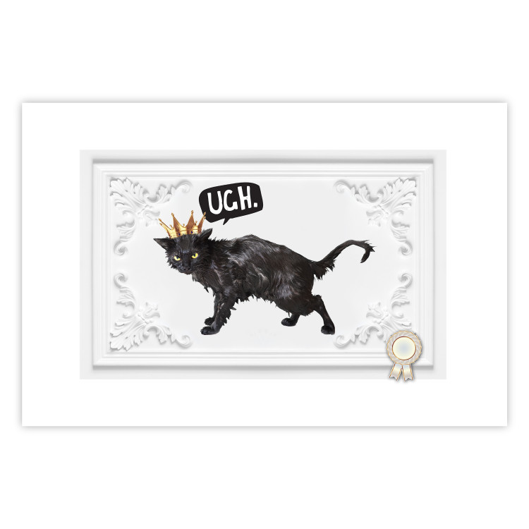 Poster Cat in the crown - black animal on a white background adorned with ornaments 114354 additionalImage 25