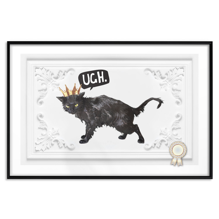 Poster Cat in the crown - black animal on a white background adorned with ornaments 114354 additionalImage 18