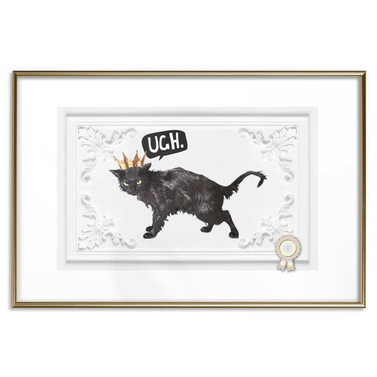 Poster Cat in the crown - black animal on a white background adorned with ornaments 114354 additionalImage 14