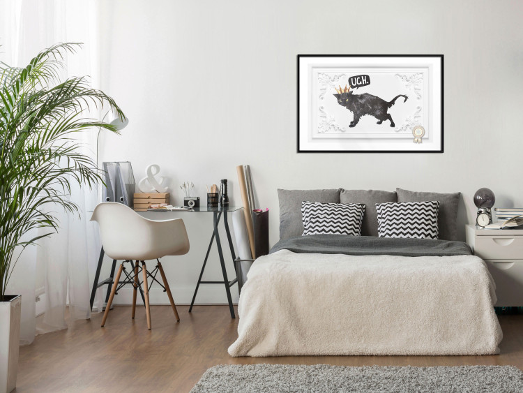 Poster Cat in the crown - black animal on a white background adorned with ornaments 114354 additionalImage 5