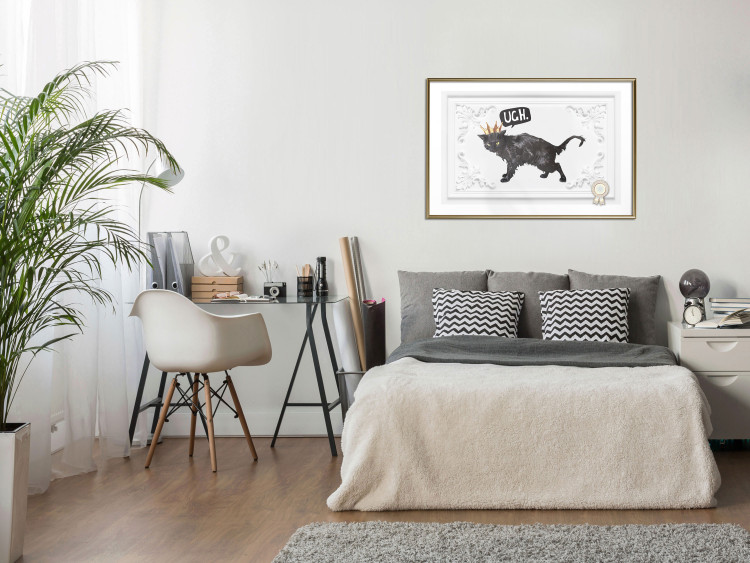 Poster Cat in the crown - black animal on a white background adorned with ornaments 114354 additionalImage 7