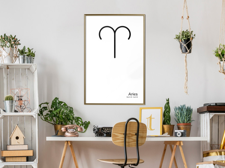 Wall Poster Aries - simple black and white composition with zodiac sign and text 117054 additionalImage 7