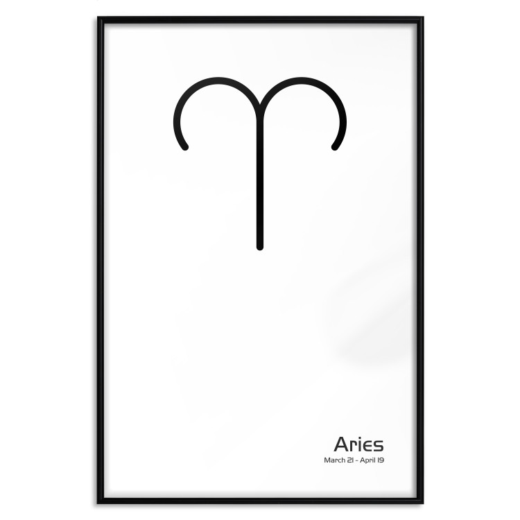 Wall Poster Aries - simple black and white composition with zodiac sign and text 117054 additionalImage 24